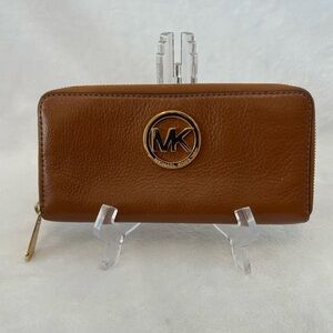 Michael Kors Tan Leather Wallet with Gold Logo